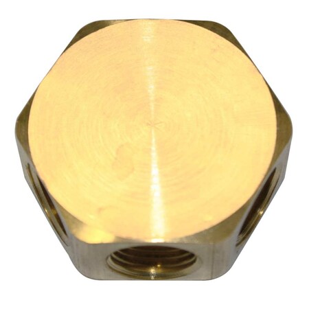 Interstate Pneumatics Brass Flat Hex Manifold - 3 Way Outlets 1/4 Inch NPT Female FPM44R